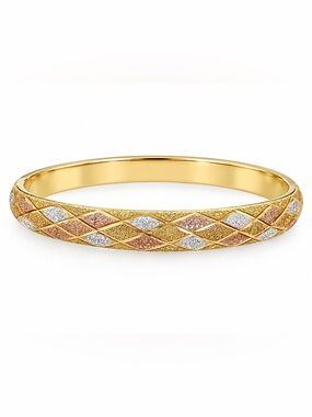 Tri color‎ gold diamond cut bangle bracelet